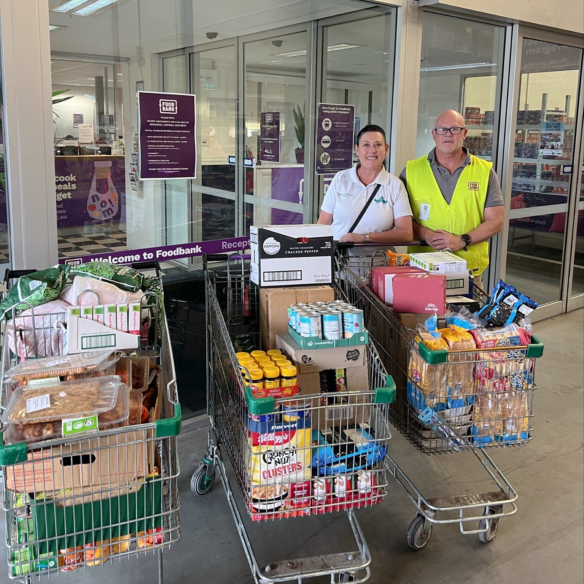 TNWA staff collecting a Foodbank WA pickup for the Community Pantry.